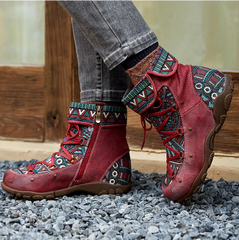 👢Нови постъпления Дамски зимни ботуши в големи размери Удобни винтидж ботуши с кръгла форма и плоска подметка