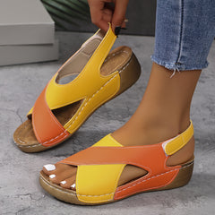 🥿🥿30% ОТСТЪПКА【36-43】Дамски сандали с контрастна платформа, удобни сандали с каишка за глезена