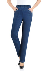 👖【50-90 KG】 Нови дънки с висока талия, еластични и с свободна кройка