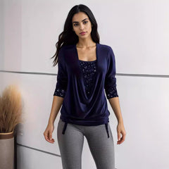 🥰❄️【S-5XL】Нов дамски топ с дълъг ръкав и пайети, големи размери, 2025 г.