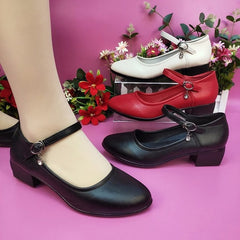 👠【горещи продажби】👠2026 нови кожени обувки с кръгъл ток и дебела подметка