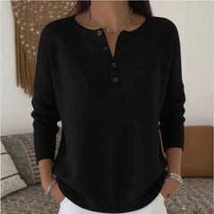 🌷💃【Ново, гореща разпродажба】【S-2XL】Дамски едноцветен пуловер с V-образно деколте, свободен и ежедневен стил