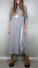 【XS-3XL】👗Нов комплект от дантела, дизайн с отвор, стил пуловер, рокля с презрамки + пуловер с отвор, 2 части
