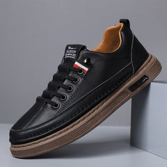 👞 Мъжки ежедневни маратонки, горна част от естествена кожа, мека, противоплъзгаща и дишаща подметка.
