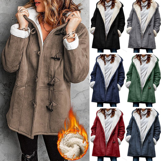 🐏 Сезонна отстъпка -50% 🔥【S-5XL】Дамско зимно палто с подплата от полар и кожена яка