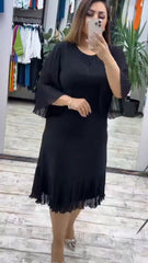 【🥇Супер стойност】(S-5XL) 💋 Висококачествена шифонена рокля, едноцветна