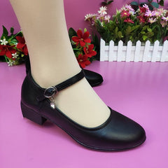 👠【горещи продажби】👠2026 нови кожени обувки с кръгъл ток и дебела подметка