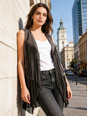 Дамска Жилетка с Ресни без Ръкави