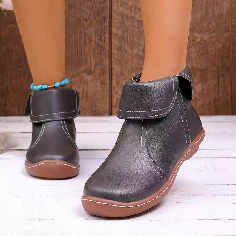 👢 Мартински ботуши с къса китка и страничен цип от кожа
