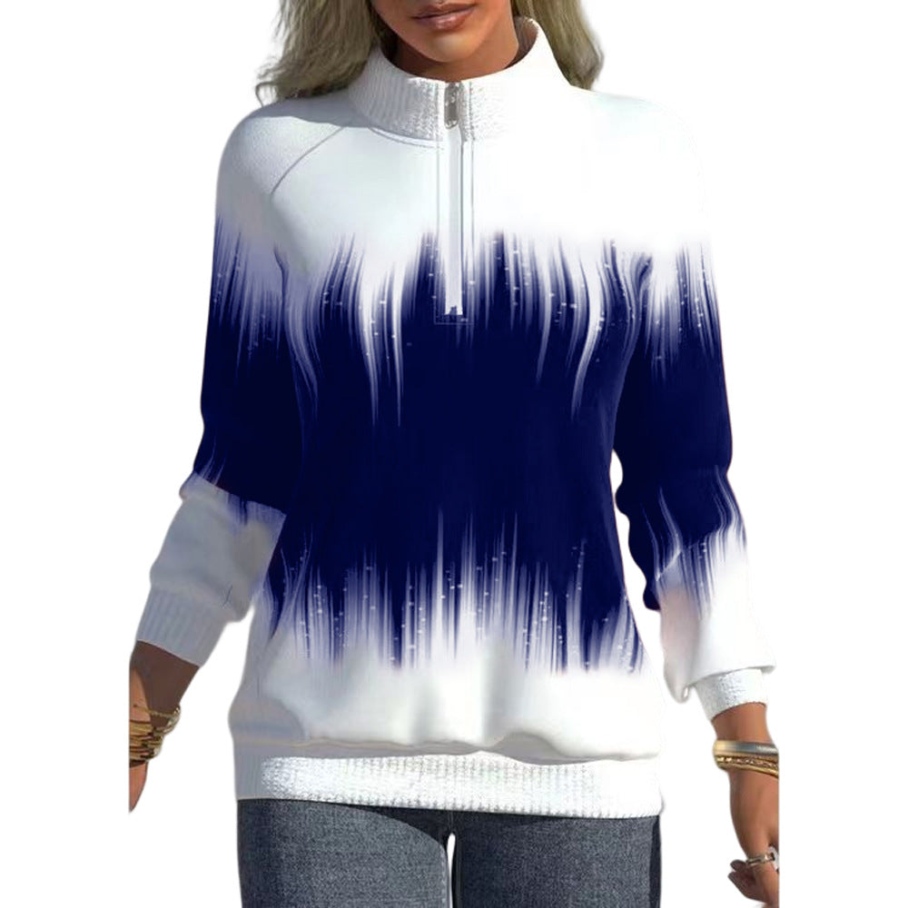 😍 50% ОТСТЪПКА 💜【S-5XL】Нов дамски суитшърт с висока яка и градиентен цвят