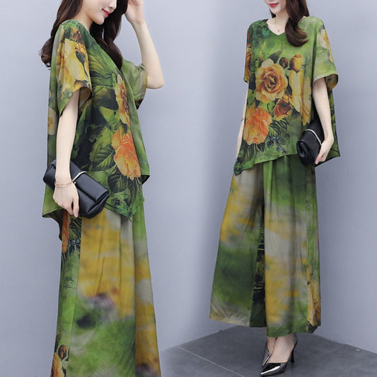 [M-5XL] Нов костюм от две части за пролет/лято, горнище + широки панталони