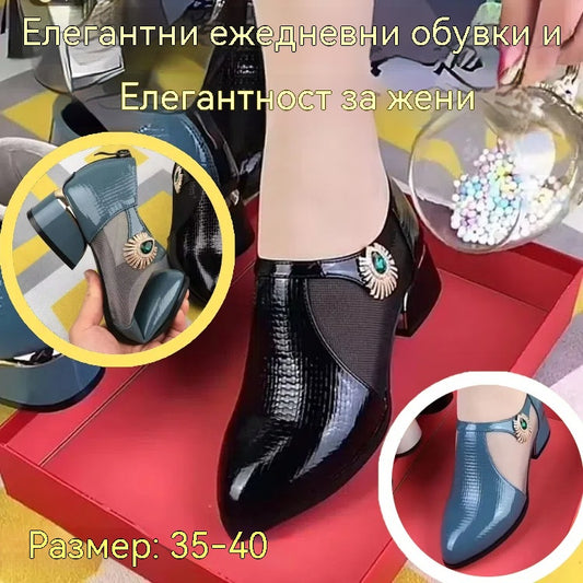 🔥👠【35-40】🏆💖Дамски елегантни обувки с мрежест ток, мека кожа