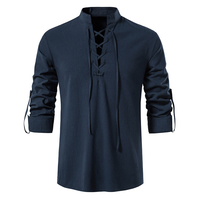 50% ОТСТЪПКА【S-2XL】Мъжка риза от памук и лен, свободна и дишаща
