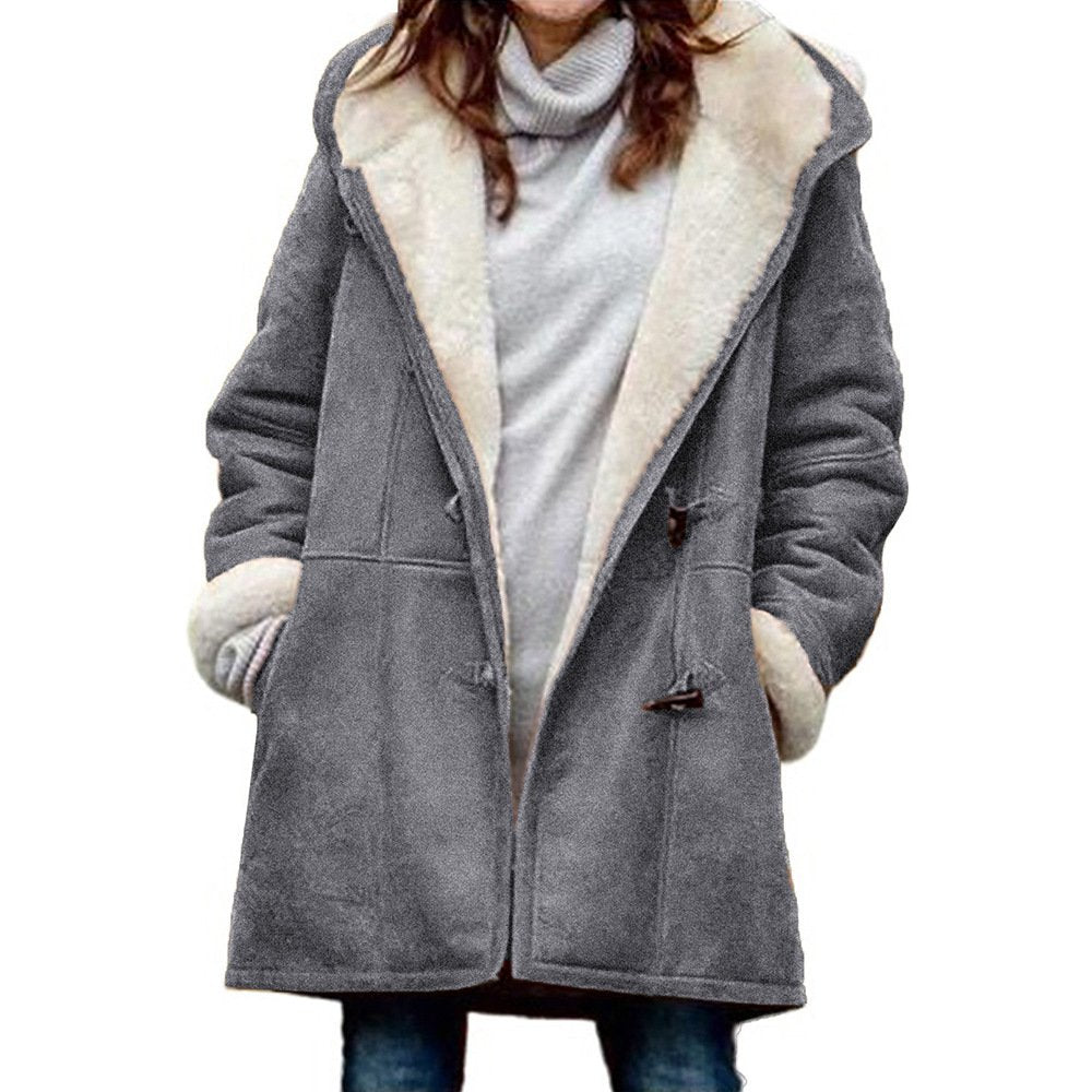 🐏 Сезонна отстъпка -50% 🔥【S-5XL】Дамско зимно палто с подплата от полар и кожена яка
