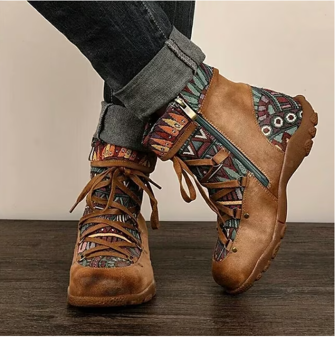 👢Нови постъпления Дамски зимни ботуши в големи размери Удобни винтидж ботуши с кръгла форма и плоска подметка