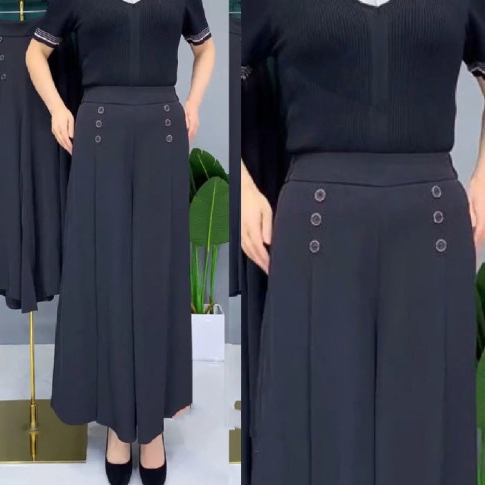 【M-5XL】Дамски модни панталони с висока талия и широк крачол, меки и с елегантно падаща материя, с изискано качество