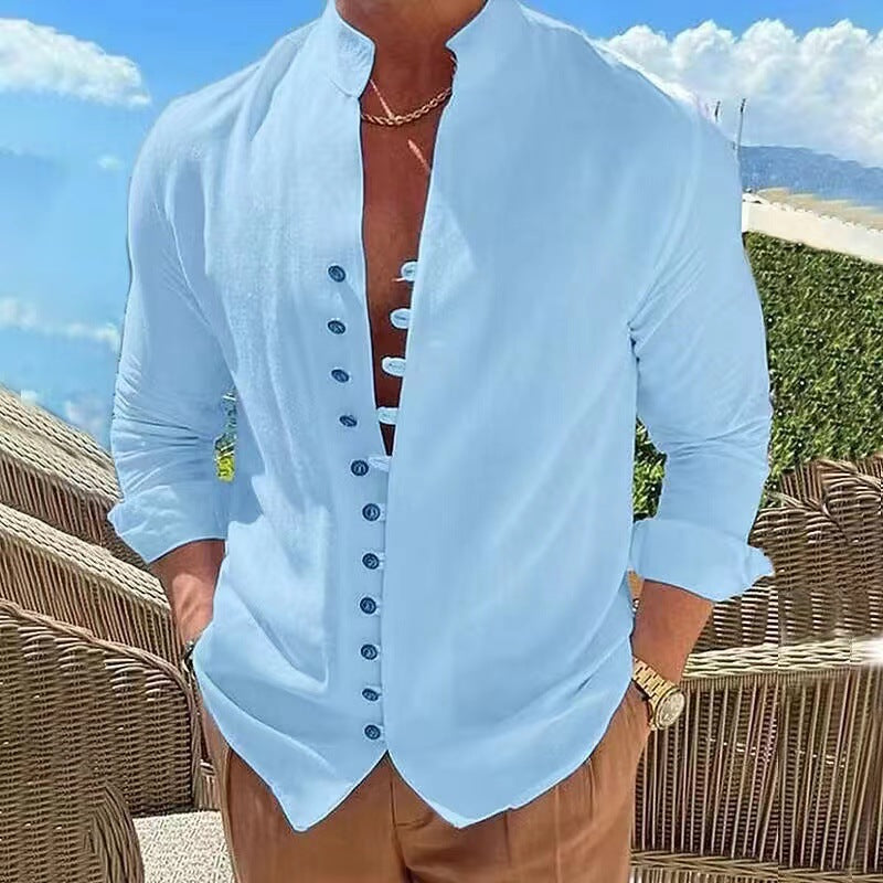 👔✨🏆【50% ОТСТЪПКА】【S-3XL】Ежедневна мъжка риза с копчета с дълъг ръкав
