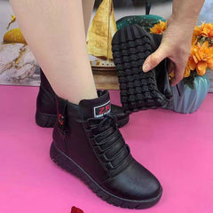 💥【35-40】Нови зимни ботуши от кашмир и кожа, с водоустойчива и удебелена памучна подплата.