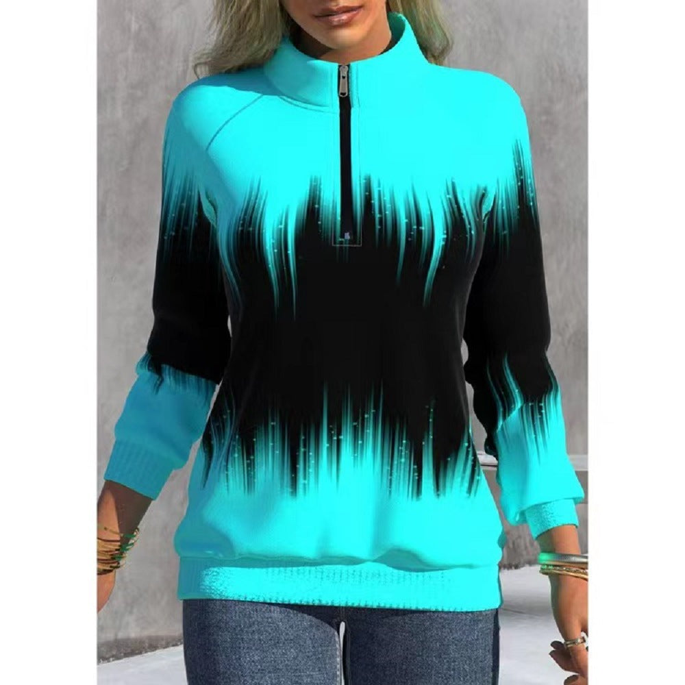 😍 50% ОТСТЪПКА 💜【S-5XL】Нов дамски суитшърт с висока яка и градиентен цвят