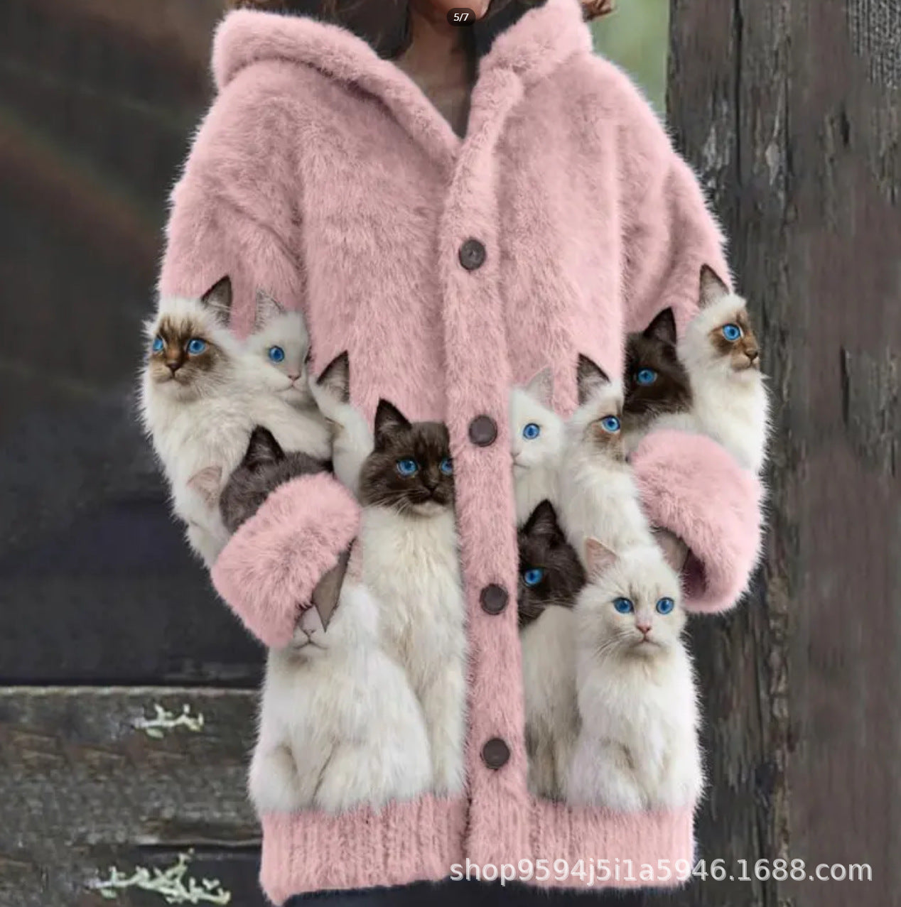🐱❤️【S-5XL】Сладко яке от котешка кожа с качулка и дебела подплата от флис