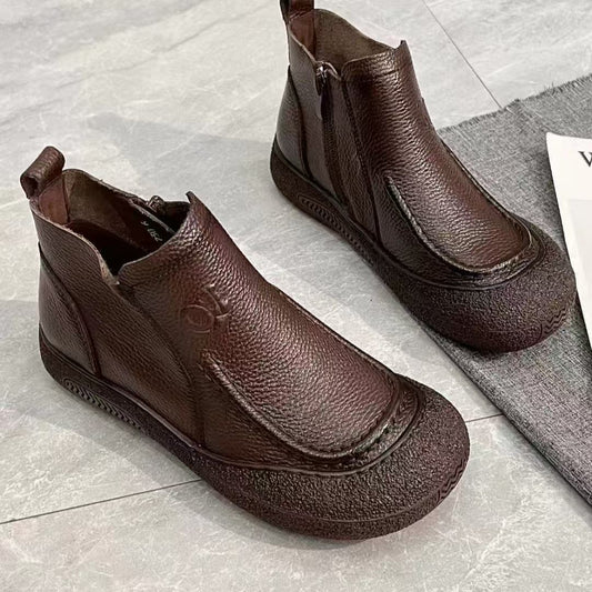 👢 Дамски къси ботуши с дебела подметка и гънка за есен/зима