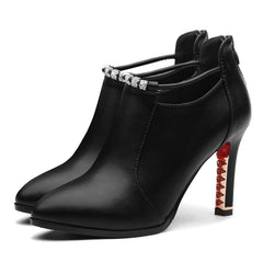 👠【50% ОТСТЪПКА】Остри кожени ботуши, стилни и универсални ботуши до глезена