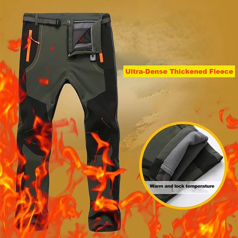 🔥Продаван хит🔥【S-5XL】Мъжки меки туристически панталони, водоустойчиви, ветроустойчиви и дишащи, с топла поларена подплата, подходящи за спорт на открито