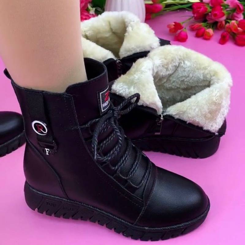 💥【35-40】Нови зимни ботуши от кашмир и кожа, с водоустойчива и удебелена памучна подплата.