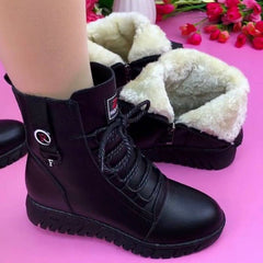 💥【35-40】Нови зимни ботуши от кашмир и кожа, с водоустойчива и удебелена памучна подплата.