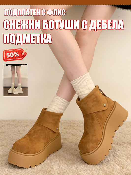 Зимни Ботуши с Кожена и Космена Подплата, Дебела Подметка и Топло Изолация