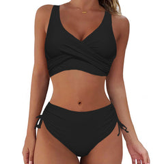 【S-3XL】Нов дамски семпъл, едноцветен, бързосъхнещ, удобен, дишащ бикини бански за лято 2026