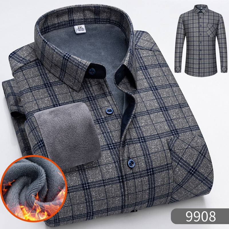 🔥【49% ОТСТЪПКА】🔥👔【L-5XL】Топла риза с дълъг ръкав за есен и зима
