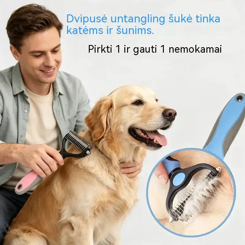 🐶【Pirk 1, gauk 1 nemokamai】2 vnt. Dvipusis šepetys naminių gyvūnėlių priežiūrai ir plaukų šalinimui