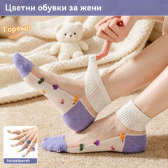 🎉Купи 5 чифта, получи 5 чифта безплатно🎉【10 чифта】Ултратънки хладни копринени къси чорапи, идеални за лятото