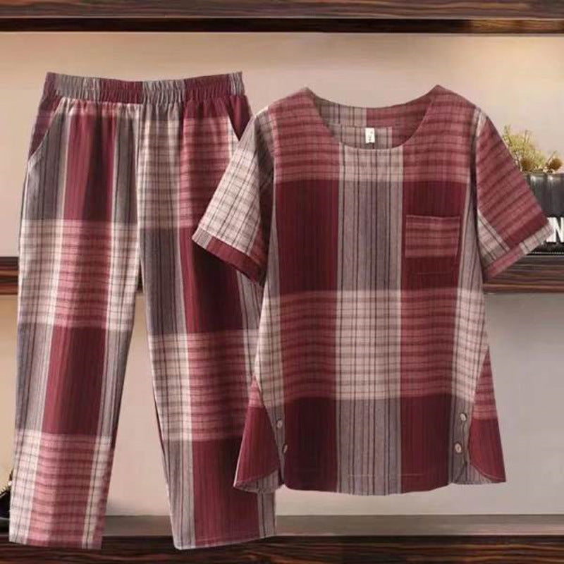 [M-4XL] Нов комплект от две части от памук плюс размер [горнище + панталони]