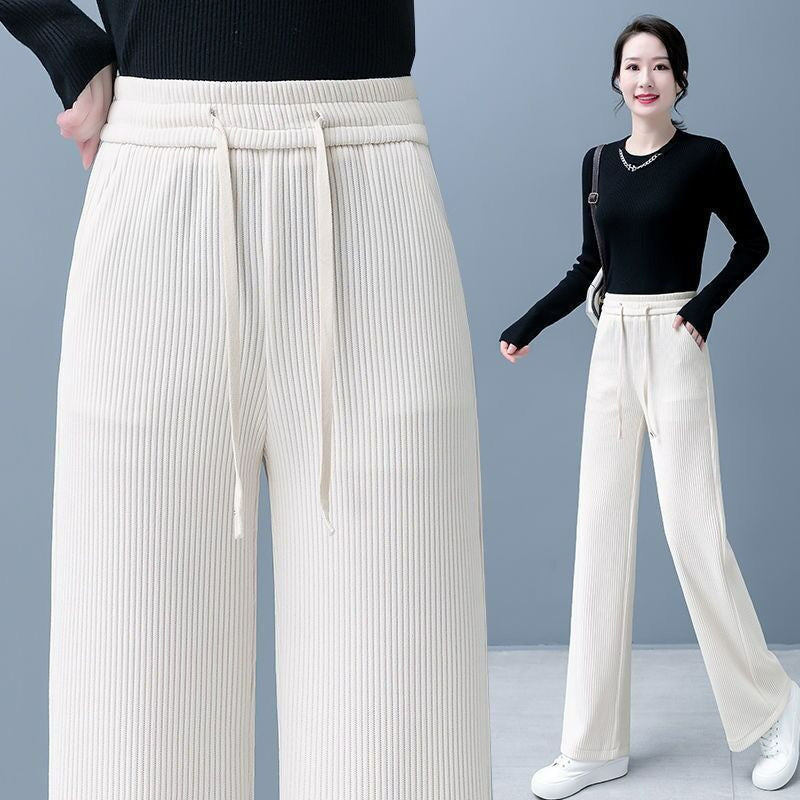 【M-3XL】【40-110KG】Нови дамски еластични широки панталони, стилни и ежедневни
