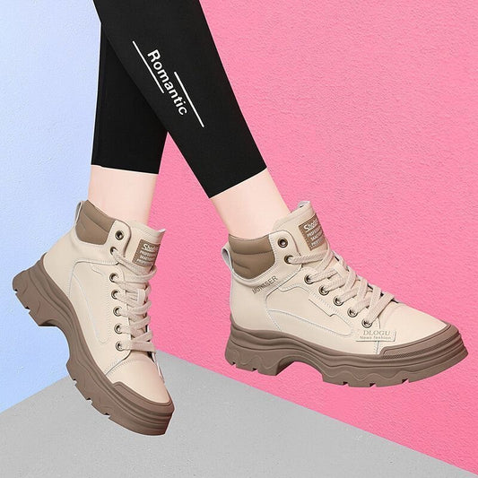 👟 Нови есенни зимни спортни мартински ботуши с висока китка от мека кожа - универсални за всеки стил！