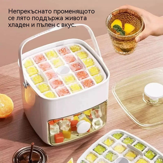 💥🧊 Форма за лед с 48 гнезда и капак｜Съхранение на лед + Защита от протичане + Подреждане｜Спестяващ място и високоефективен✅