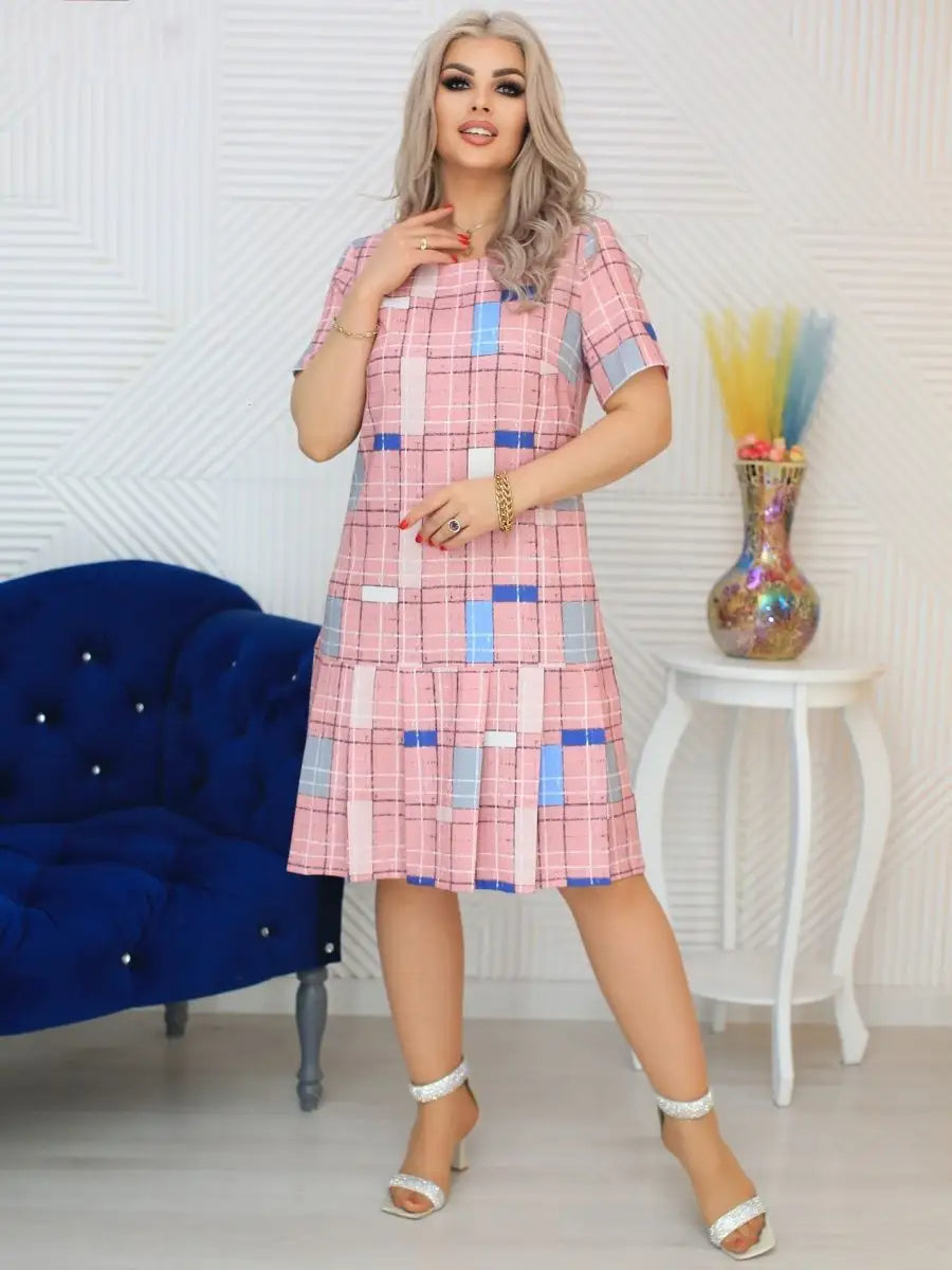 💃💯💕【S-5XL】Елегантна карирана рокля
