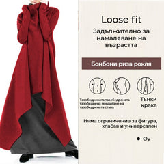 🔥【50% ОТСТЪПКА】 👗【S-5XL】Дамска асиметрична модна рокля с дълъг ръкав и качулка