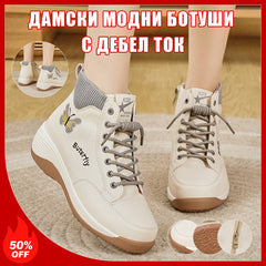 ❄️ Нови зимни дамски ботуши с декорация "пеперуда" и удобна дебела подметка