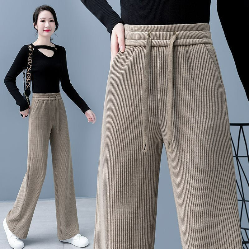 【M-3XL】【40-110KG】Нови дамски еластични широки панталони, стилни и ежедневни