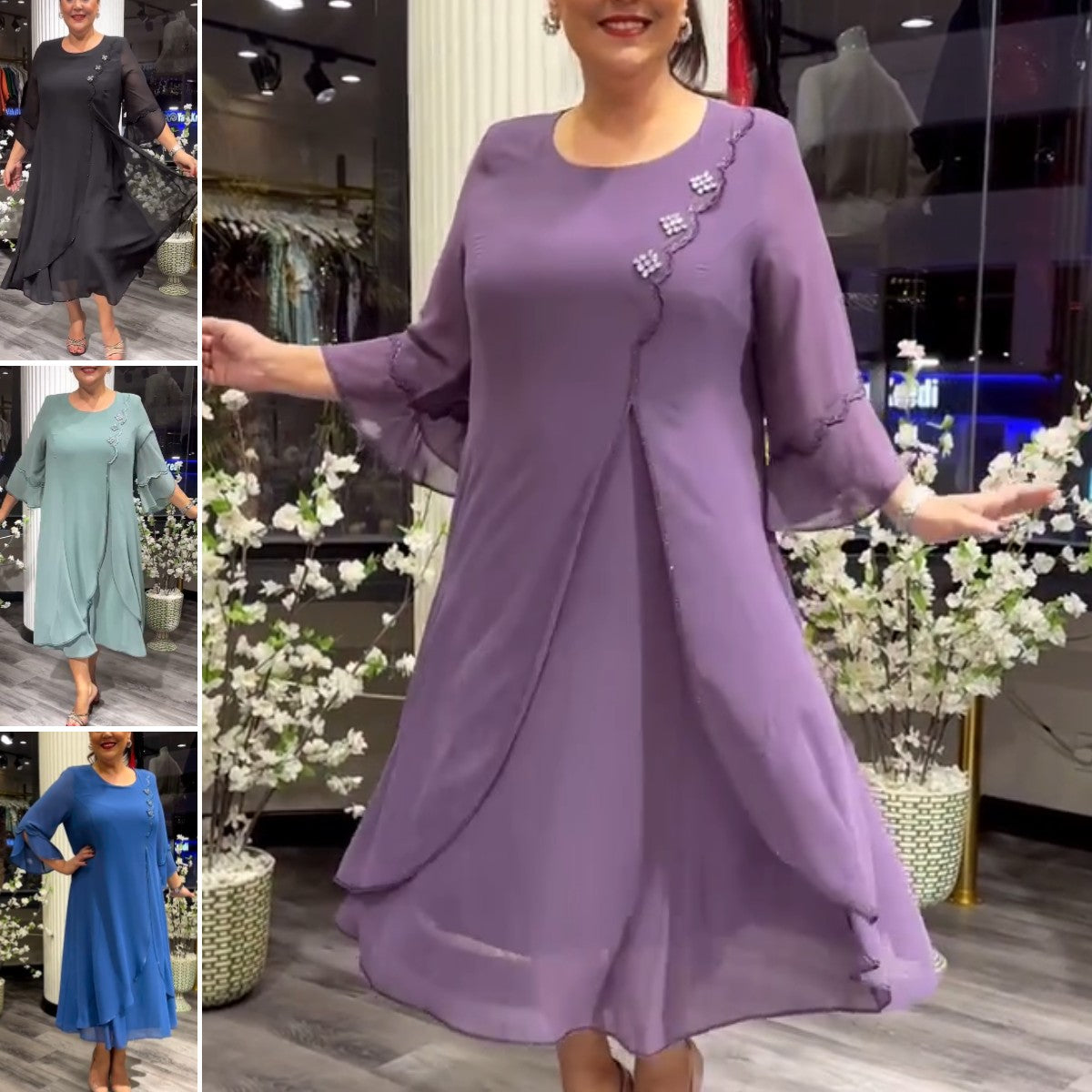 【S-5XL】❤️🔥Нова висококачествена шифонена рокля