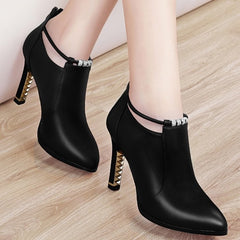 👠【50% ОТСТЪПКА】Остри кожени ботуши, стилни и универсални ботуши до глезена