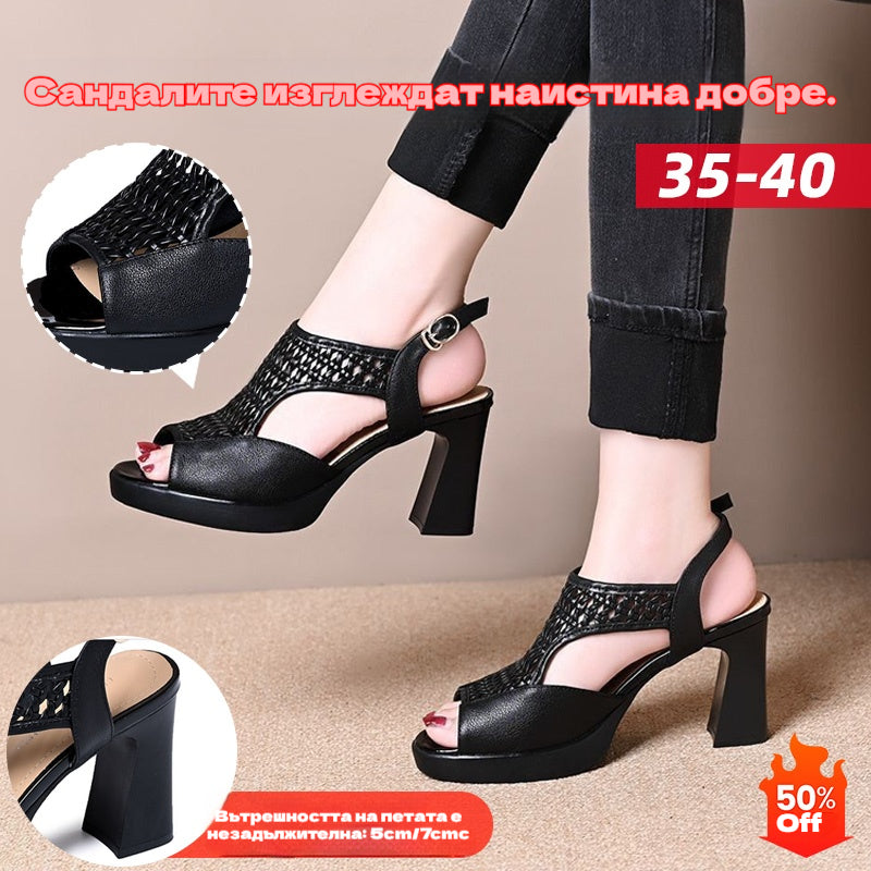 🔥【45% ОТСТЪПКА】🔥【Размери 35-40】👡2026 Нови летни сандали, равни, отворени пръсти, платформа, с отворен връх (височина на тока 5/7 см)