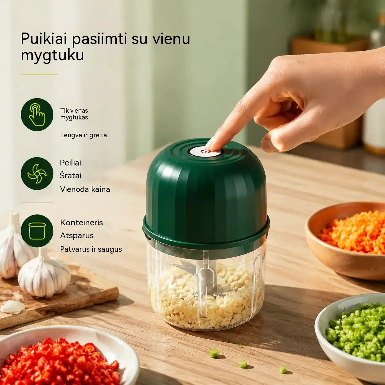 👍👍Efektyvus ir belaidis mini elektrinis maisto smulkintuvas