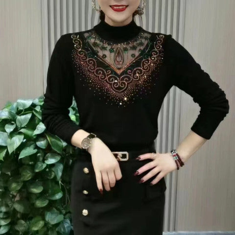 【💥Гореща разпродажба】[XL-6XL] Зимна поларена блуза с дантелена изрязана тениска