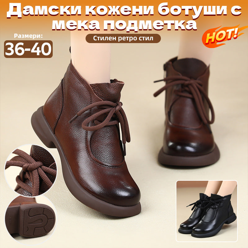 💥50% ОТСТЪПКА🔥Мартински ботуши с нисък ток от истинска кожа с топла подплата