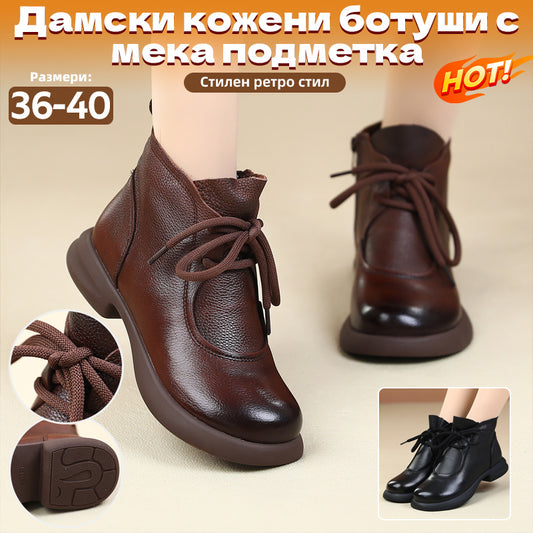 💥50% ОТСТЪПКА🔥Мартински ботуши с нисък ток от истинска кожа с топла подплата