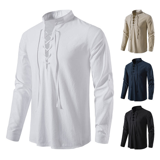 50% ОТСТЪПКА【S-2XL】Мъжка риза от памук и лен, свободна и дишаща